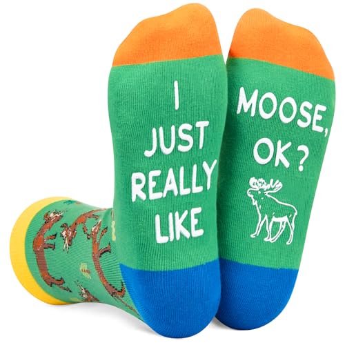 Funny Moose Gifts for Men Women, Moose Gifts for Moose Lovers, Novelty Moose  Socks, Socks with Moose, Crazy Silly Socks Hunting Gifts