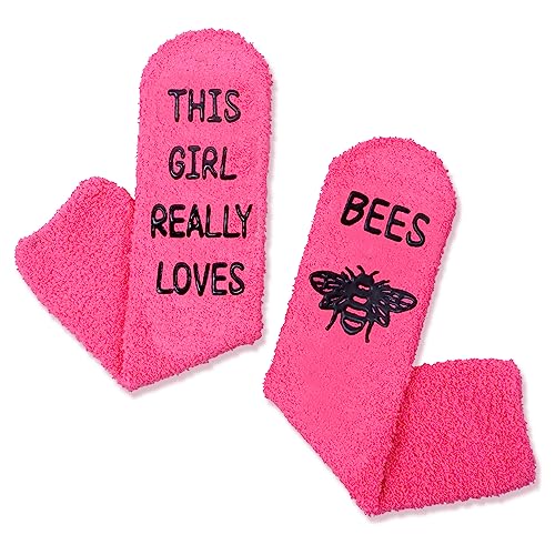 Funny Saying Bee Gifts for Women,This Girl Really Loves Bees,Novelty Fluffy Bee Socks, Anniversary Gift, Gift For Her, Gift For Wife