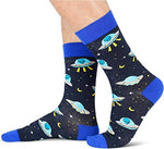 Men's Alien Socks, Funky Socks, Funny Socks, Alien Print Crew Socks for Men, Alien Gifts for UFO Enthusiast, Novelty Socks, Outer Space Gifts