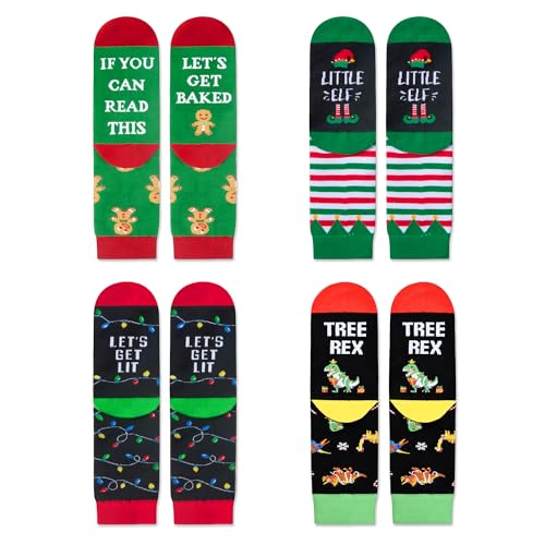 Best Secret Santa Gifts, Stocking Stuffers, Christmas Presents, Xmas Gifts, Funny Children Christmas Socks, Santa Socks, Novelty Christmas Gifts for Kids 4 5 6 7 Years Old Boys Girls