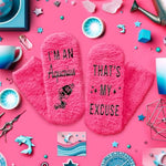 Funny Crazy Aquarius Socks, Astrology Gifts for Women, Horoscope Gifts, Fuzzy Fluffy Aquarius Socks