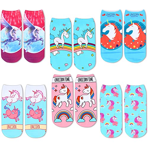 6 Pairs Women's 3D Print Low CutUnicorn Socks Unicorn Gifts For Unicorn Lovers Mom Women