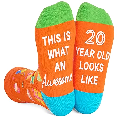 20th Birthday Gift for Him and Her, Unique Presents for 20-Year-Old Men Women, Funny Birthday Idea for Unisex Adult Crazy Silly 20th Birthday Socks