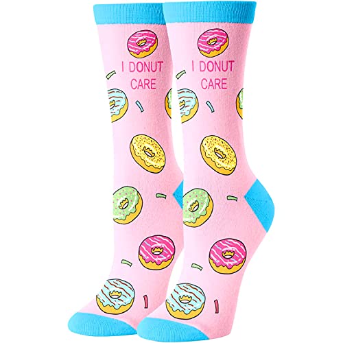 Novelty Donut Gifts for Women, Anniversary Gift for Her, Funny Food Socks, Women's Donut Socks, Gift for Mom, Funny Donut Socks for Donut Lovers