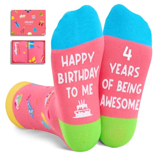 4th Birthday Gifts for 4 Year Old Girl Boy, Crazy Silly Funny Socks for Kids, Kids Novelty Socks
