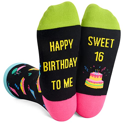 Unique 16th Birthday Gift for Her Presents for 16 Year Old Girl, Crazy Silly 16th Birthday Socks Funny Gift Idea for Teenage Girls