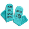 Funny Fuzzy Horse Socks for Girls Women, Novelty Horse Gifts for Equestrian Lovers, Horse Socks Riding Gifts Equestrian Gifts