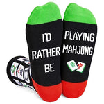 Novelty Mahjong Unisex Black Crew Socks