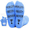 Best Driver Gifts For Men, Fuzzy Best Driver Socks Gifts, Funny Novelty Silly Driver Socks