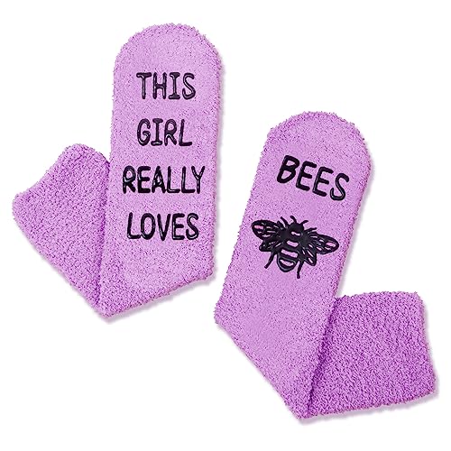 Funny Bee Women's Purple Crew Socks