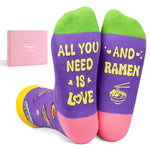 Unisex Ramen Socks, Funny Ramen Gifts for Men Women, Crazy Noodle Socks, Gifts for Ramen Lovers