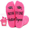 Novelty Graduation Women's Dark Pink Fluffy Crew Socks