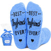 Funny Boyfriend Gifts Valentines Day, Romantic Gift For Boyfriend, Novelty Fuzzy Boyfriend Socks with Funny Saying Best Boyfriend Ever