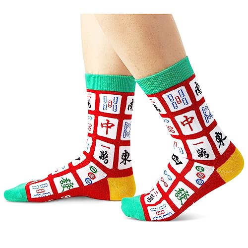 Unique Mahjong Lover Gift, Novelty Mahjong Socks, Gifts for Men and Women, Funny Mahjong Gifts, Unisex Mahjong Themed Silly Socks