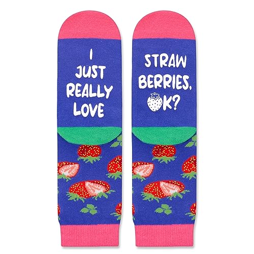 Funny Strawberry Socks For Teen Boys Girls Novelty Fruit Socks, Strawberry Gifts For Kids, Gifts for 7-10 Years Old