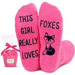 Funny Saying Fox Gifts for Women,This Girl Really Loves Foxes,Novelty Fluffy Fox Print Socks