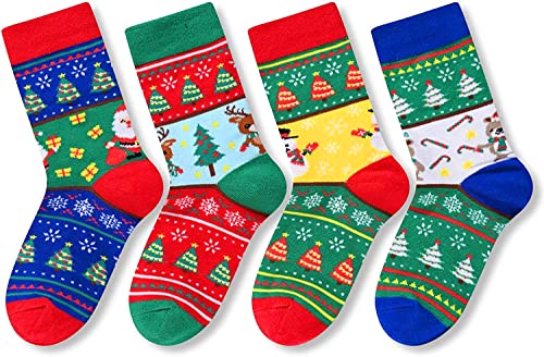 Holiday Socks for Boys Girls, Xmas Gifts, Santa Socks, Christmas Presents, Best Secret Santa Gifts, Funny Children Christmas Socks, Novelty Christmas Gifts for Kids, Stocking Stuffers