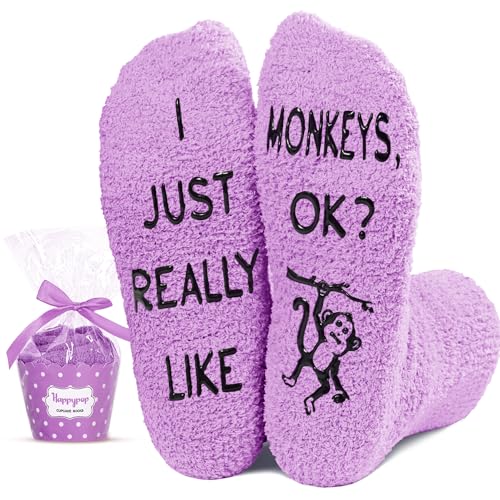 Funny Monkey Socks for Women, Novelty Monkey Gifts For Monkey Lovers, Anniversary Gift For Her, Gift For Mom, Funny Animal Socks for Women, ladies Monkey Themed Socks