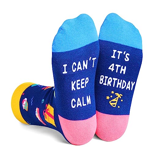 Crazy Funny Birthday Socks for Kids, Top Best Cool Birthday Gifts for 4 Year Old Boys Girls, 4 Year Old 4 Yr Old Girl Boy Gift Ideas