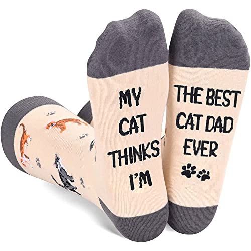 Funny Cat Gifts for Men Gifts for Cat Dad, Novelty Silly Crazy Fun Socks For Him