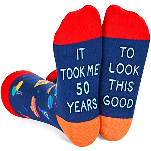 Unique 50th Birthday Gifts for 50 Year Old Men Women, Funny 50th Birthday Socks, Crazy Silly Gift Idea for Unisex Adult, Birthday Gift for Him and Her