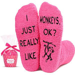 Funny Monkey Gifts for Women Gifts for Her Monkey Lovers Gift Cute Sock Gifts Fuzzy Monkey Socks