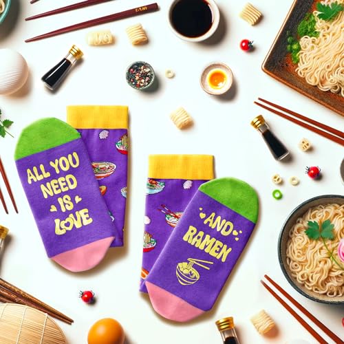 Unisex Ramen Socks, Funny Ramen Gifts for Men Women, Crazy Noodle Socks, Gifts for Ramen Lovers