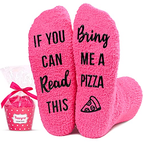 Funny Pizza Socks for Women Who Love Pizza, Novelty Pizza Gifts, Women's Gag Gifts, Gifts for Pizza Lovers, Funny Sayings If You Can Read This, Bring Me A Pizza Socks