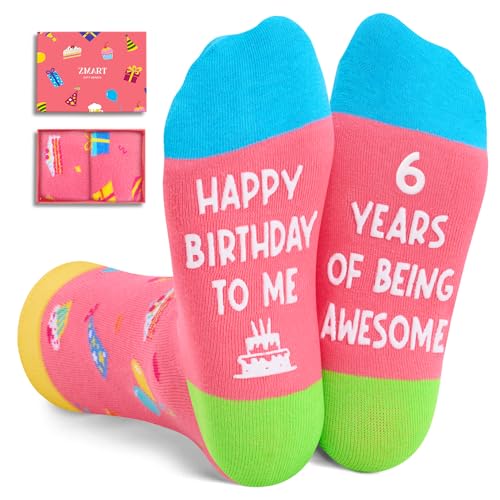 Unisex Birthday Gifts for 6 Year Old Kids, Funny 6th Birthday Socks, Crazy Silly 6 Year Old Socks