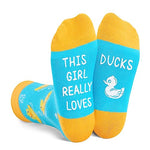 Novelty Duck Girls' Blue Crew Socks