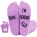 Cozy Warm Socks, School Socks Gift for Students, Fluffy Fuzzy Slipper Socks, Women Reading Socks, Book Lovers Gifts