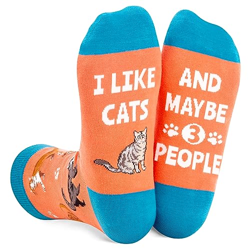 Cat Lover Gifts for Women Man,Cat Gifts for Cat Mom Dad,Cute Unisex Cat Socks