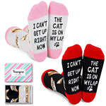 Cat Mom Gifts for Women Unique Cat Lovers Gifts for Women, Crazy Cat Socks 2 Pairs