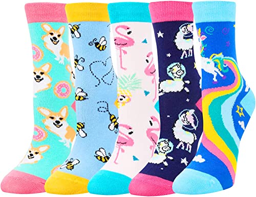 Lovely Unicorn Girls' Crew Socks