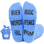 Music Note Socks, Crazy Socks Music Note Fun Print Novelty Fuzzy Socks for Women, Music Note Gifts, Music Lover Gift
