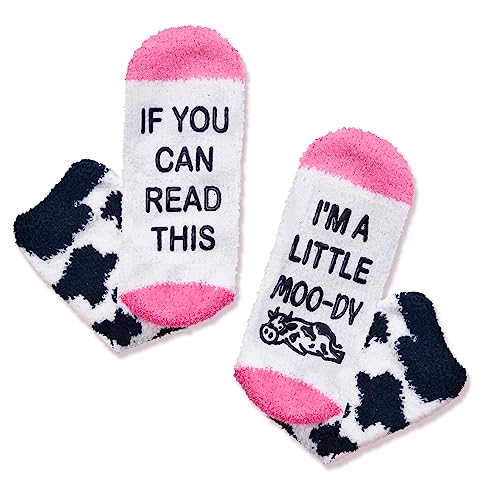 Unique Gifts for Cow Lovers Cow Presents for Women Birthday Christmas Mothers Day Gifts for Her Fuzzy Fluffy Cow Socks