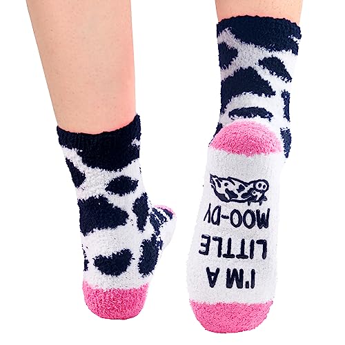 Unique Gifts for Cow Lovers Cow Presents for Women Birthday Christmas Mothers Day Gifts for Her Fuzzy Fluffy Cow Socks
