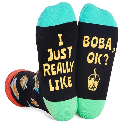 Novelty Boba Unisex Adult's Black Crew Socks