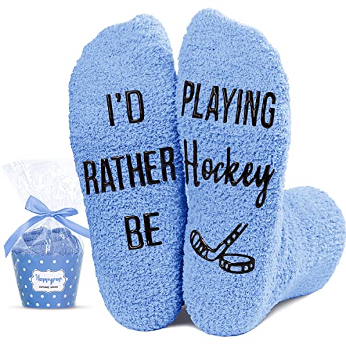 Funny Hockey Gifts for Hockey Lovers, Women Men Hockey Socks, Cute Ball Sports Socks for Sports Lovers, Unisex Hockey Socks for Men Women Hockey Gifts