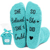Women's Funny Fuzzy Cheer Socks, Motivational Socks, Ongratulations Socks, Graduation Gifts for Her, Positive Gifts Encouraging Gifts, Inspirational Gifts For Women