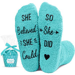 Women's Funny Fuzzy Cheer Socks, Motivational Socks, Ongratulations Socks, Graduation Gifts for Her, Positive Gifts Encouraging Gifts, Inspirational Gifts For Women