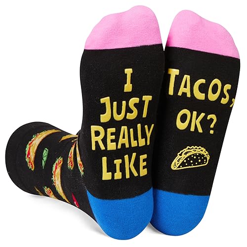 Novelty Taco Socks, Funny Taco Gifts for Taco Lovers, Food Socks, Gifts For Men Women, Unisex Taco Themed Socks, Food Lover Gift, Silly Socks, Fun Socks