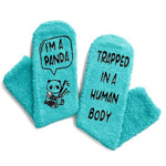 Funny Panda Gifts for Women Girls, Novelty Panda Socks, Fun Crazy Silly Green Fuzzy Socks Gifts