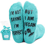 Funny Vegan Gifts for Women, Fluffy Socks Gifts for Vegans, Fuzzy Vegan Socks Vegetable Socks Vegetarian Gifts