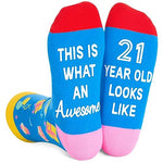 Unique 21th Birthday Gifts for Men Women, Crazy Silly 21st Birthday Socks, Funny Gift Idea for Unisex Adult 21-Year-Old