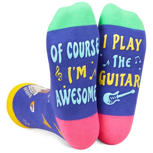 Guitar Gifts for Men Women Teen Unique, Cool Music Gifts for Bass Guitar Players Teachers, Funny Socks Guitar Lovers Gifts, Heavy Metal Gifts