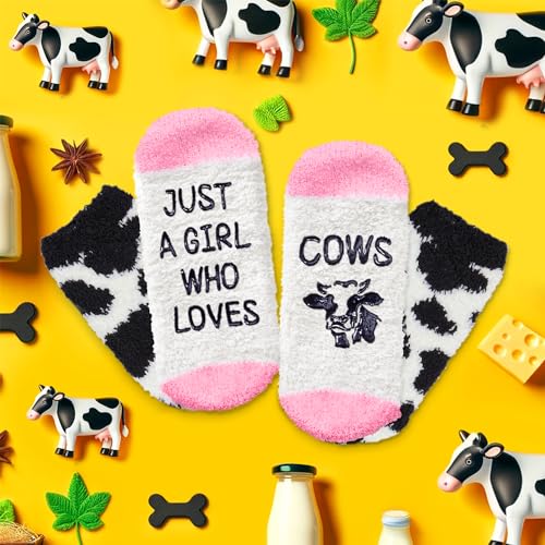 Fuzzy Socks Cow Socks Women Cow Print Socks, Funny Cow Print Gifts Cow Gifts for Cow Lovers Gifts