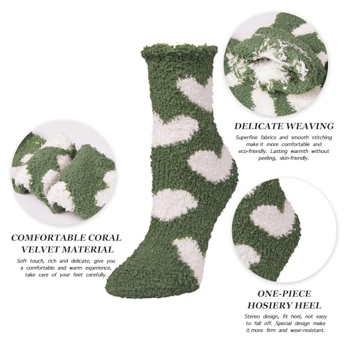 5 Pack Fuzzy Anti-Slip Socks for Women Girls, Non Slip Slipper Socks with Grippers, Lovely Cute Fluffy Socks Gifts