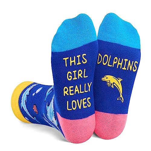 Dolphin Gifts for Girls and Children Dolphin Lovers Gifts Best Marine Gifts for Daughter Cute Dolphin Socks, Gifts for 7-10 Years Old Girl