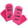 Funny Fuzzy Panda Gifts for Women Girls, Novelty Panda Socks Gifts, Fun Crazy Silly Pink Fuzzy Socks